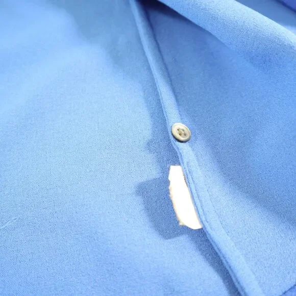 Madewell Size M Tailored Tee High Low Crepe Blouse Short Sleeve Blue - Picture 10 of 11